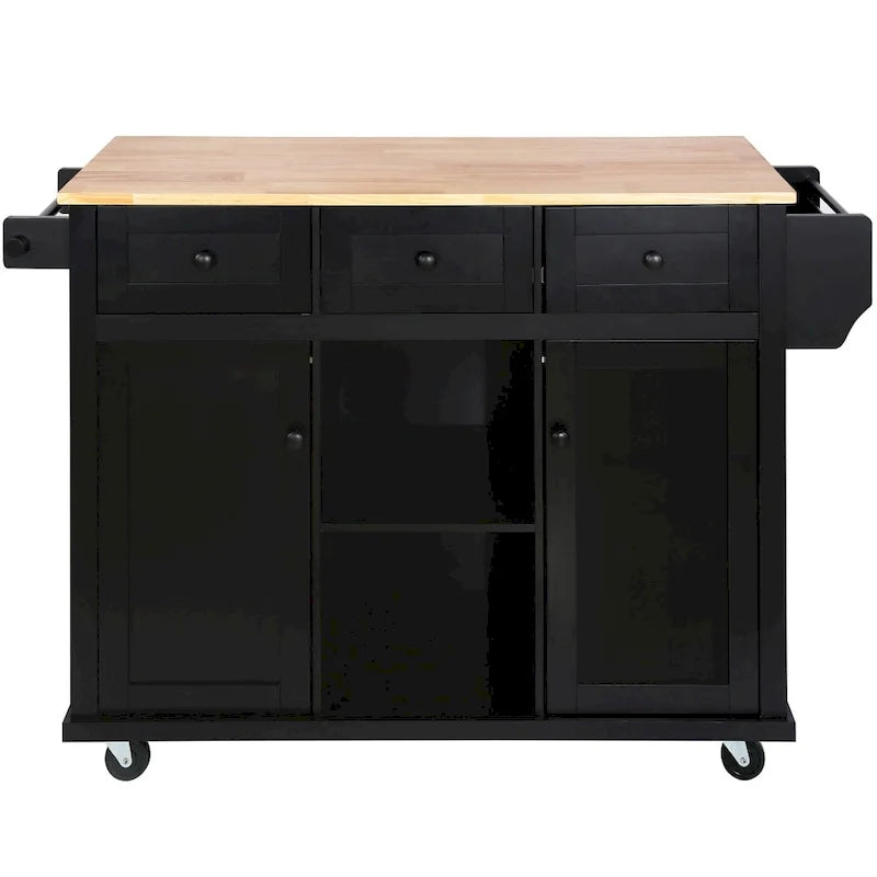 Îlot de cuisine en MDF de 135 cm de largeur avec comptoir et armoire de rangement