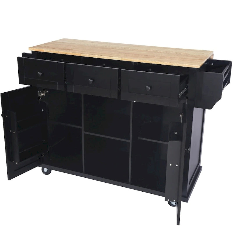 Îlot de cuisine en MDF de 135 cm de largeur avec comptoir et armoire de rangement