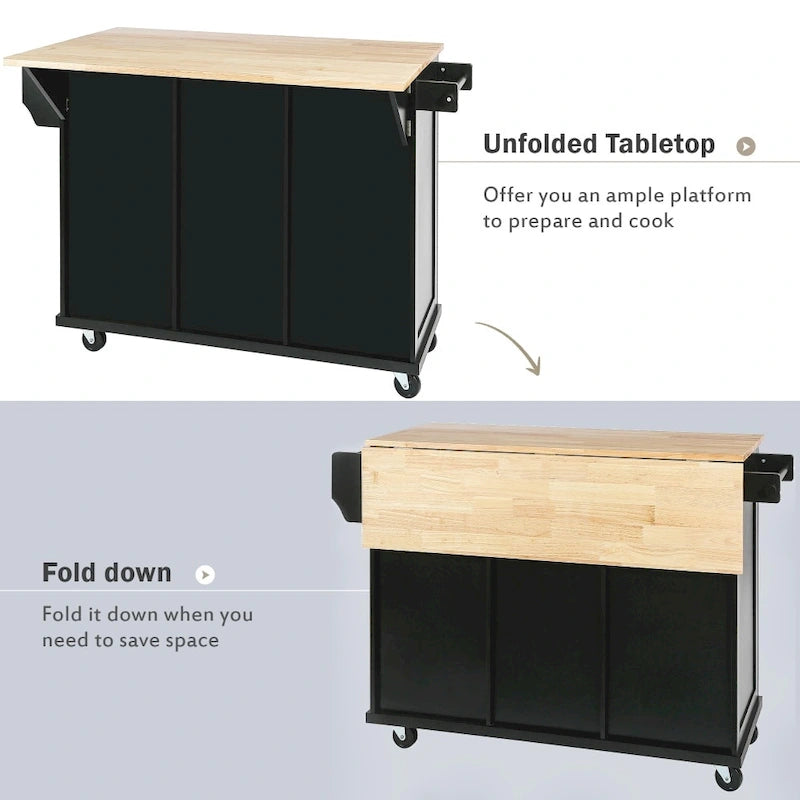 Îlot de cuisine en MDF de 135 cm de largeur avec comptoir et armoire de rangement