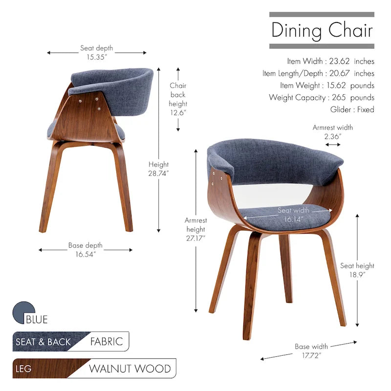 Chaise de salle à manger Porthos Home Merin en tissu avec pieds en bois