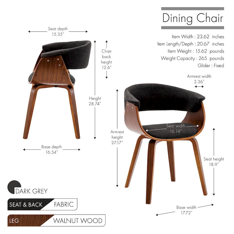 Chaise de salle à manger Porthos Home Merin en tissu avec pieds en bois