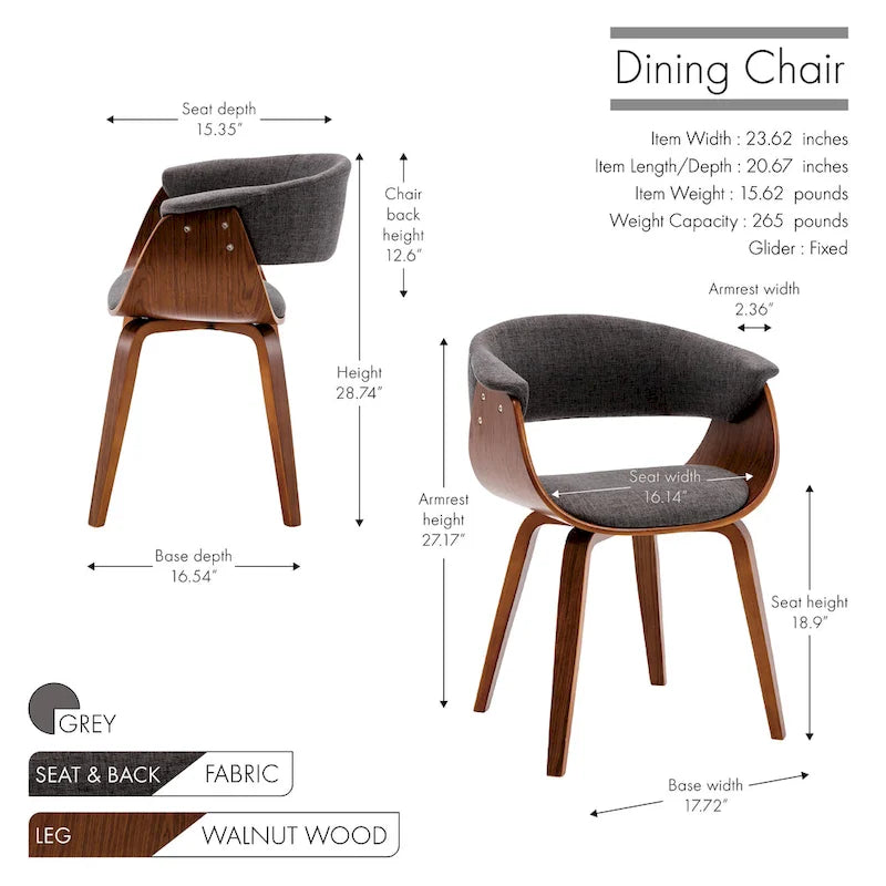 Chaise de salle à manger Porthos Home Merin en tissu avec pieds en bois