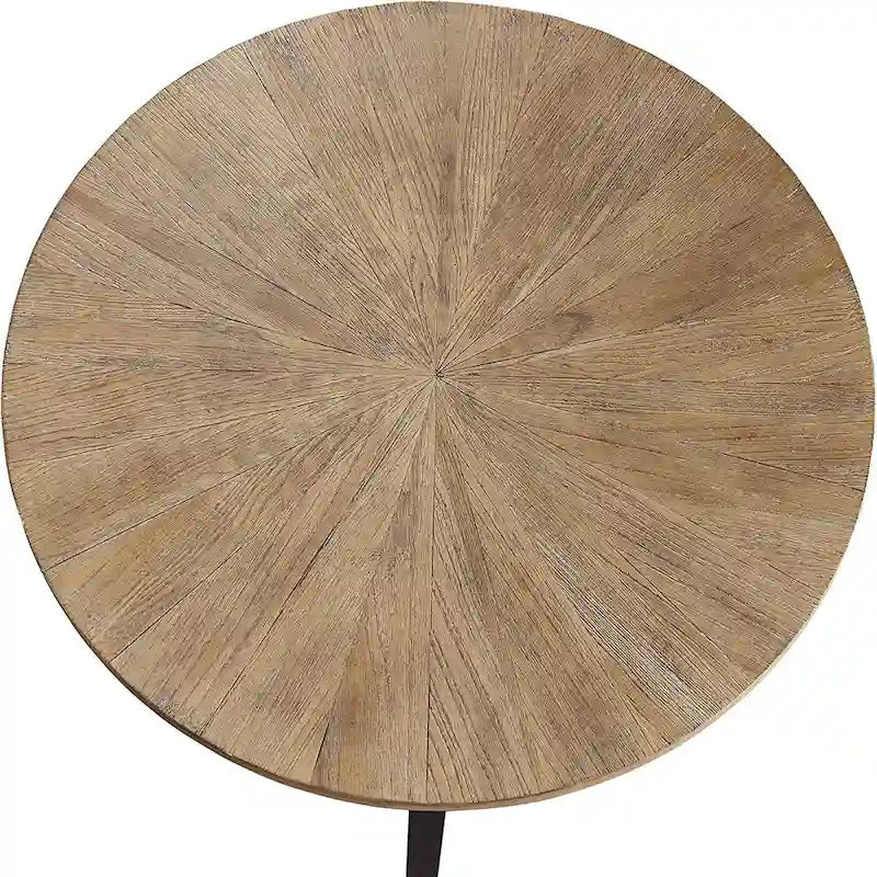 Table d'appoint ronde à 2 niveaux en bois massif - 487 x 61 cm