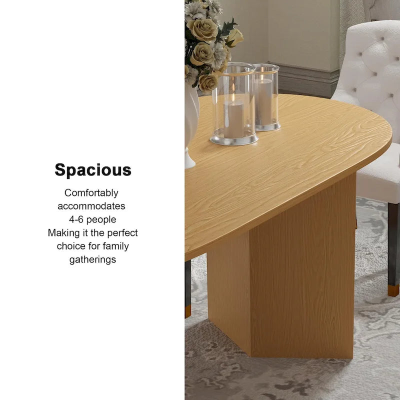 Table de salle à manger ovale en bois massif de style nordique - Idéale pour 6 personnes - Dimensions : 67 x 34 x 30 cm