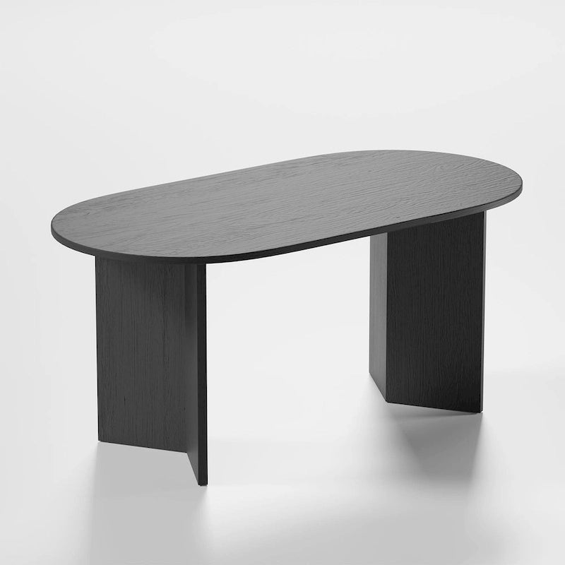 Table de salle à manger ovale en bois massif de style nordique - Idéale pour 6 personnes - Dimensions : 67 x 34 x 30 cm