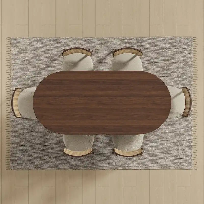 Table de salle à manger ovale en bois massif de style nordique - Idéale pour 6 personnes - Dimensions : 67 x 34 x 30 cm