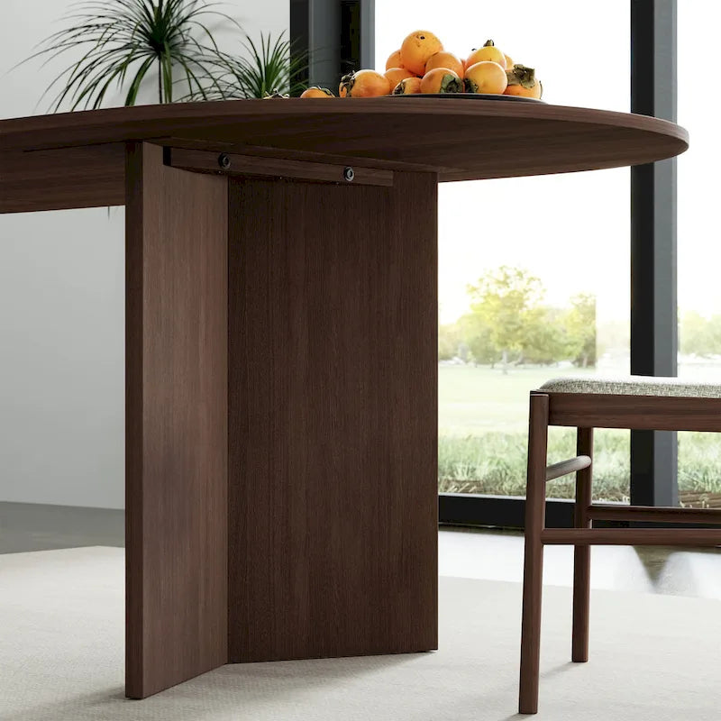 Table de salle à manger ovale en bois massif de style nordique - Idéale pour 6 personnes - Dimensions : 67 x 34 x 30 cm