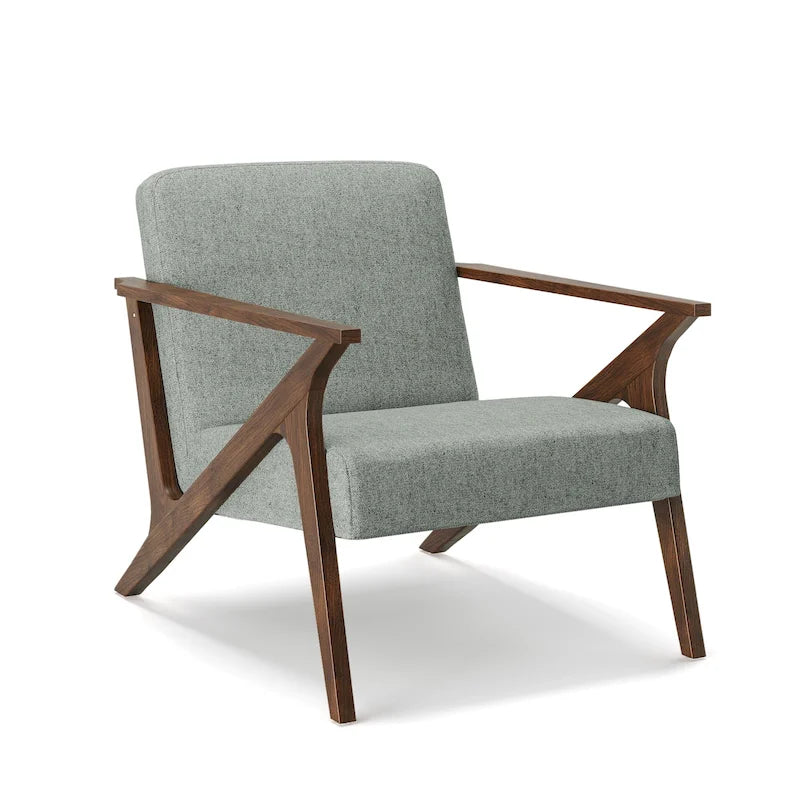 Fauteuil d'appoint rembourré Grove MCM à structure en bois
