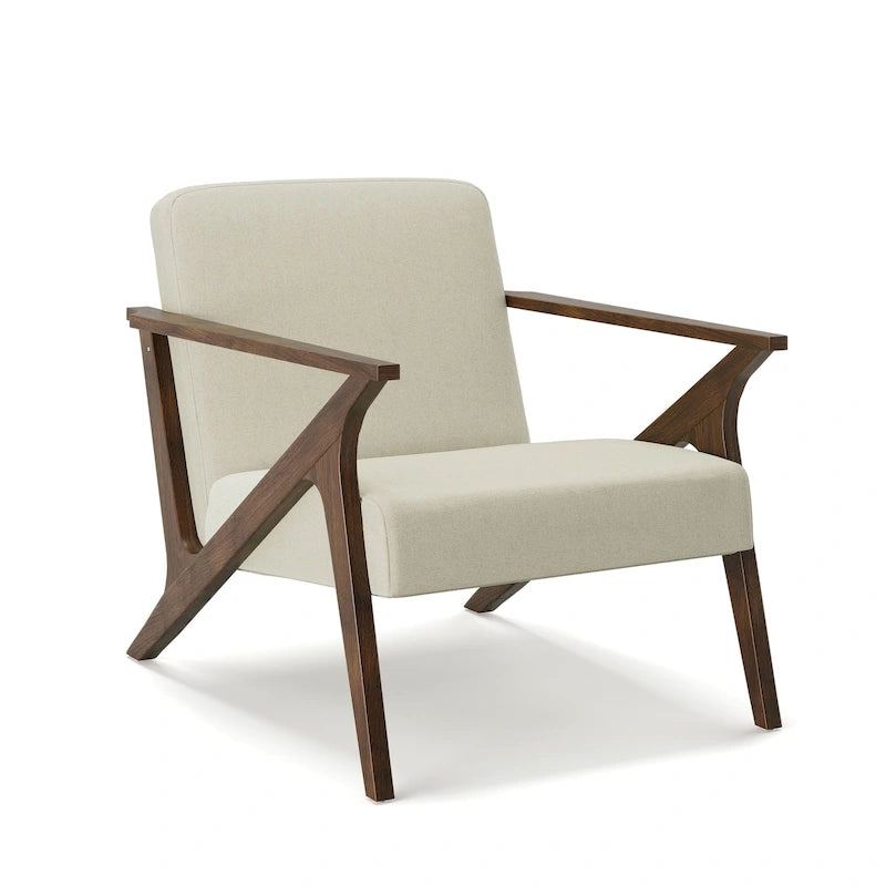 Fauteuil d'appoint rembourré Grove MCM à structure en bois