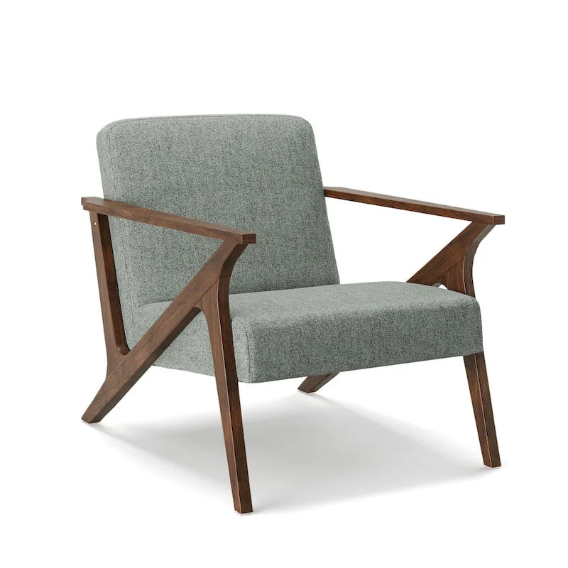 Fauteuil d'appoint rembourré Grove MCM à structure en bois