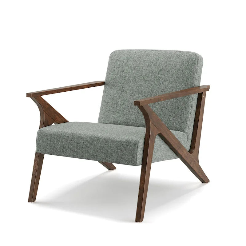 Fauteuil d'appoint rembourré Grove MCM à structure en bois