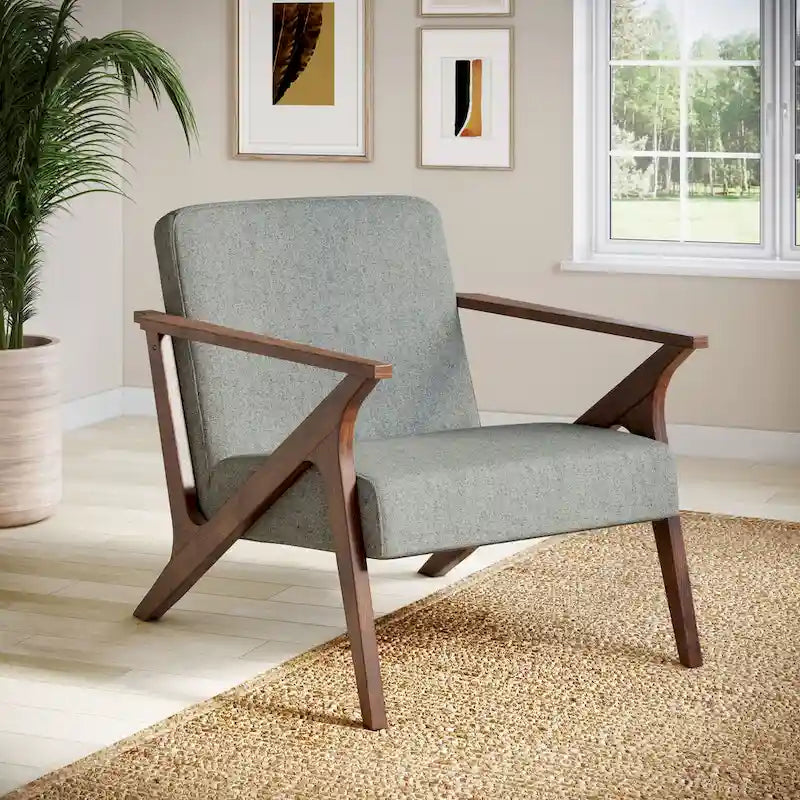 Fauteuil d'appoint rembourré Grove MCM à structure en bois