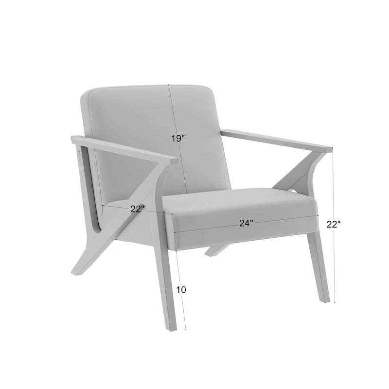 Fauteuil d'appoint rembourré Grove MCM à structure en bois