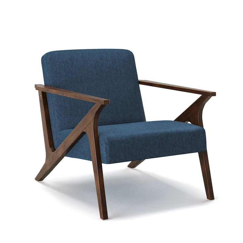 Fauteuil d'appoint rembourré Grove MCM à structure en bois