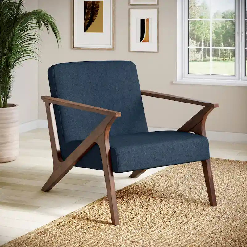 Fauteuil d'appoint rembourré Grove MCM à structure en bois