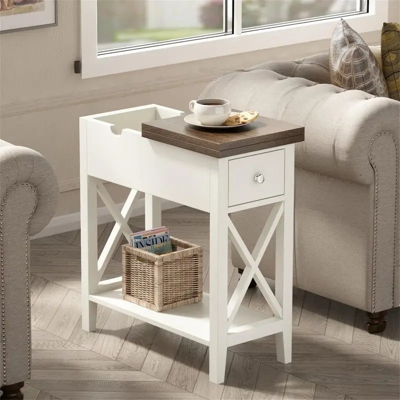 Table d'appoint étroite à plateau rabattable - 28 cm (P) x 60 cm (L) x 61 cm (H)