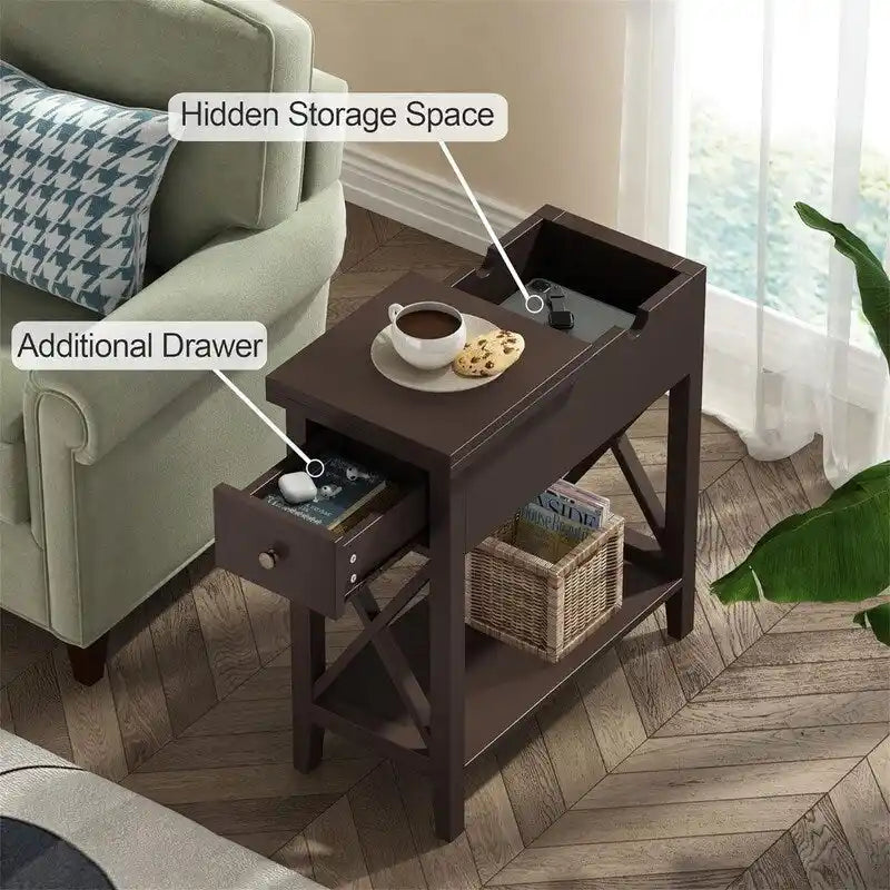 Table d'appoint étroite à plateau rabattable - 28 cm (P) x 60 cm (L) x 61 cm (H)