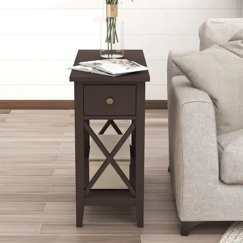Table d'appoint étroite à plateau rabattable - 28 cm (P) x 60 cm (L) x 61 cm (H)