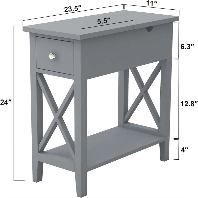 Table d'appoint étroite à plateau rabattable - 28 cm (P) x 60 cm (L) x 61 cm (H)