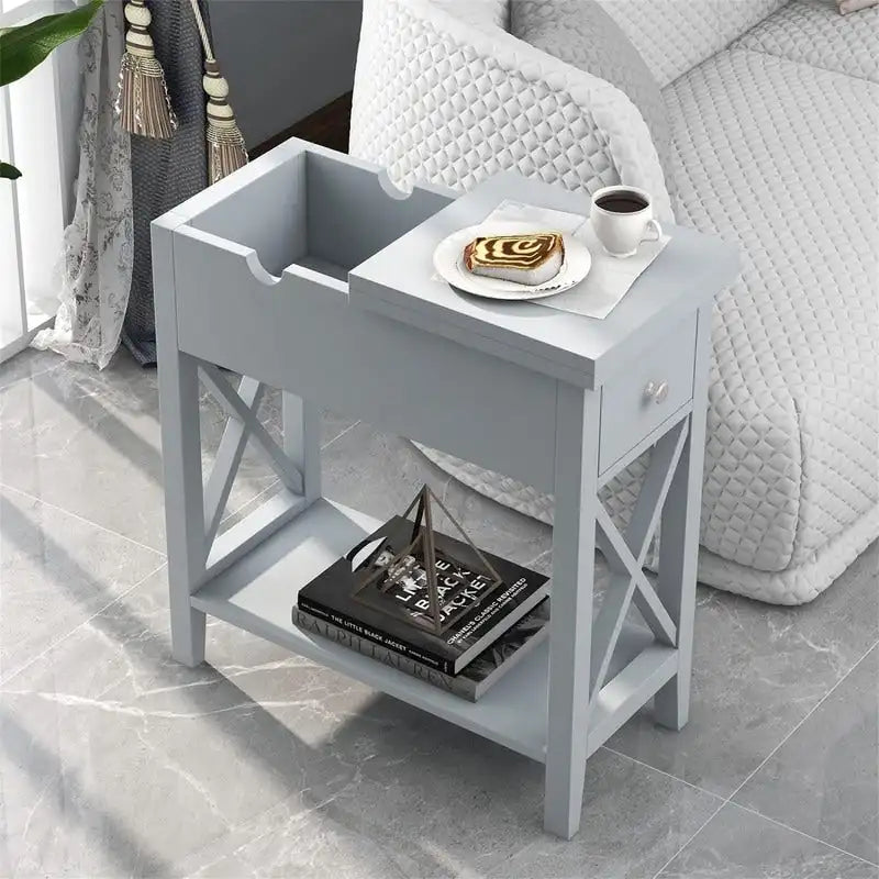 Table d'appoint étroite à plateau rabattable - 28 cm (P) x 60 cm (L) x 61 cm (H)