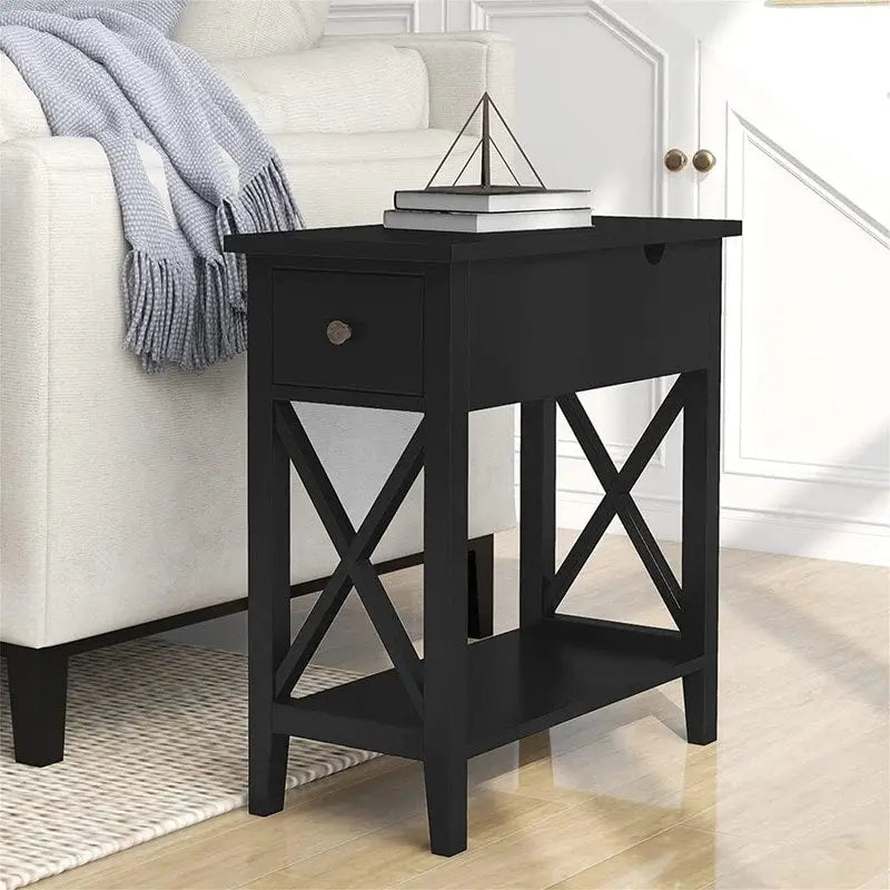 Table d'appoint étroite à plateau rabattable - 28 cm (P) x 60 cm (L) x 61 cm (H)