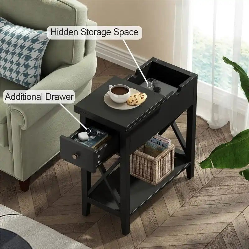 Table d'appoint étroite à plateau rabattable - 28 cm (P) x 60 cm (L) x 61 cm (H)