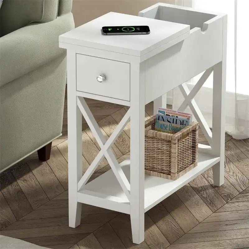Table d'appoint étroite à plateau rabattable - 28 cm (P) x 60 cm (L) x 61 cm (H)