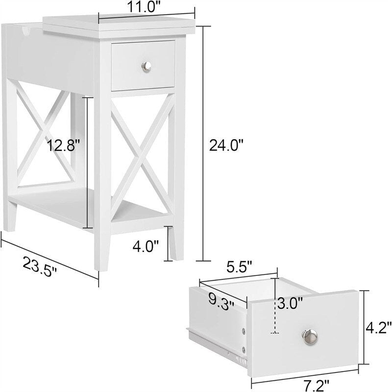Table d'appoint étroite à plateau rabattable - 28 cm (P) x 60 cm (L) x 61 cm (H)