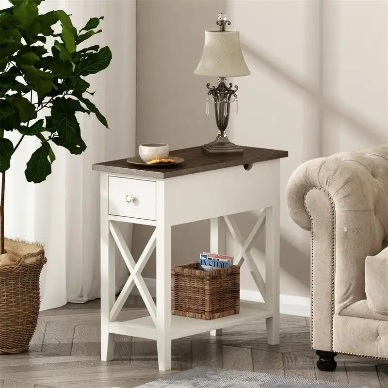 Table d'appoint étroite à plateau rabattable - 28 cm (P) x 60 cm (L) x 61 cm (H)