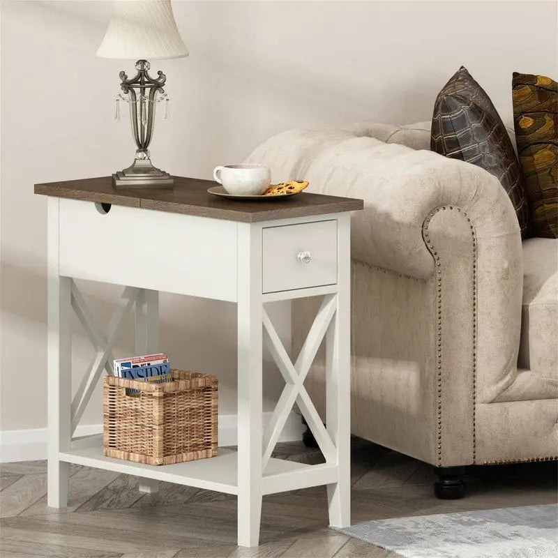 Table d'appoint étroite à plateau rabattable - 28 cm (P) x 60 cm (L) x 61 cm (H)