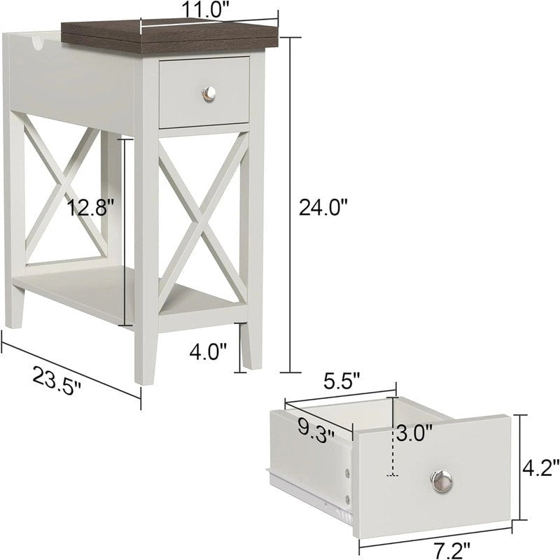 Table d'appoint étroite à plateau rabattable - 28 cm (P) x 60 cm (L) x 61 cm (H)