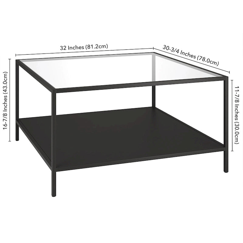 Table basse carrée Sivil 32 avec étagère