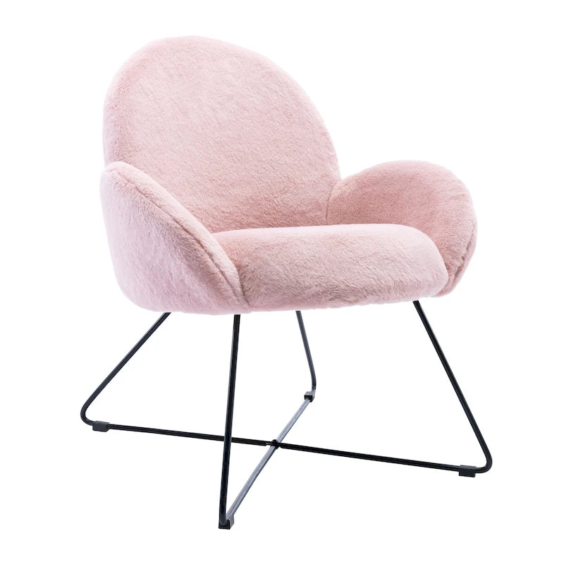 Fauteuil d'appoint moderne Corvus Rowen avec accoudoirs, revêtu de polaire.