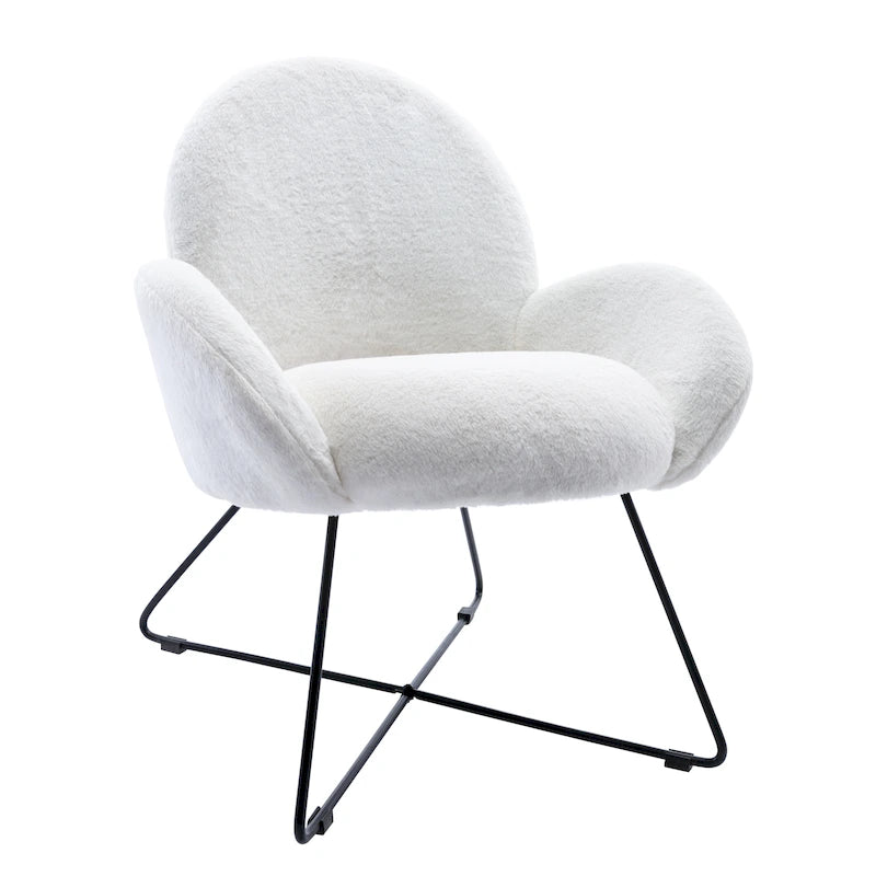 Fauteuil d'appoint moderne Corvus Rowen avec accoudoirs, revêtu de polaire.