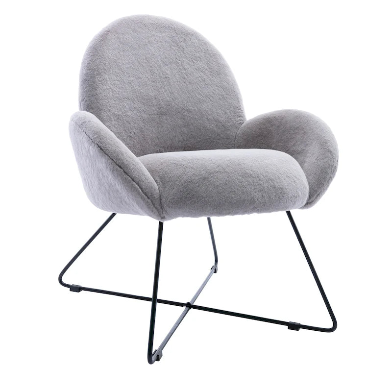 Fauteuil d'appoint moderne Corvus Rowen avec accoudoirs, revêtu de polaire.