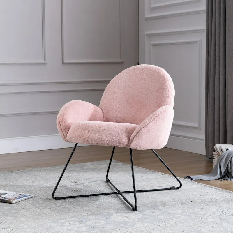 Fauteuil d'appoint moderne Corvus Rowen avec accoudoirs, revêtu de polaire.