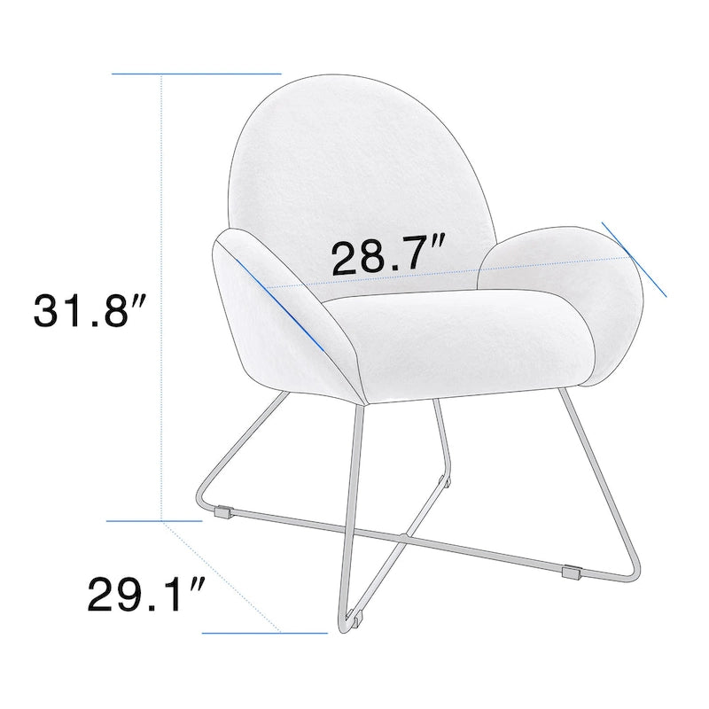 Fauteuil d'appoint moderne Corvus Rowen avec accoudoirs, revêtu de polaire.