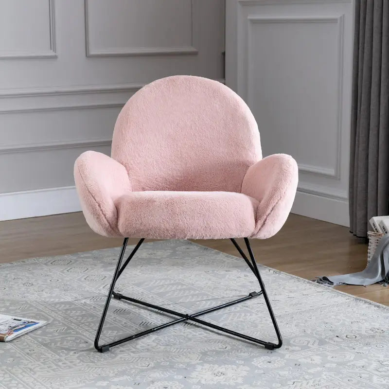 Fauteuil d'appoint moderne Corvus Rowen avec accoudoirs, revêtu de polaire.