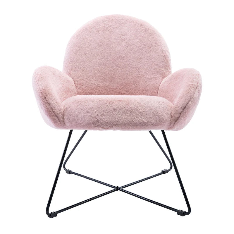 Fauteuil d'appoint moderne Corvus Rowen avec accoudoirs, revêtu de polaire.