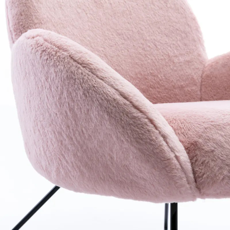 Fauteuil d'appoint moderne Corvus Rowen avec accoudoirs, revêtu de polaire.