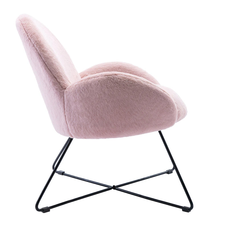 Fauteuil d'appoint moderne Corvus Rowen avec accoudoirs, revêtu de polaire.