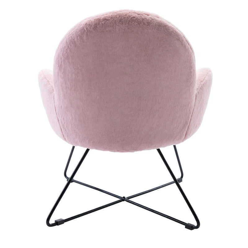 Fauteuil d'appoint moderne Corvus Rowen avec accoudoirs, revêtu de polaire.