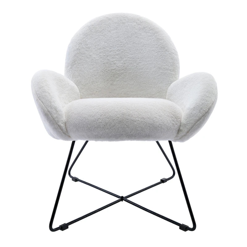Fauteuil d'appoint moderne Corvus Rowen avec accoudoirs, revêtu de polaire.