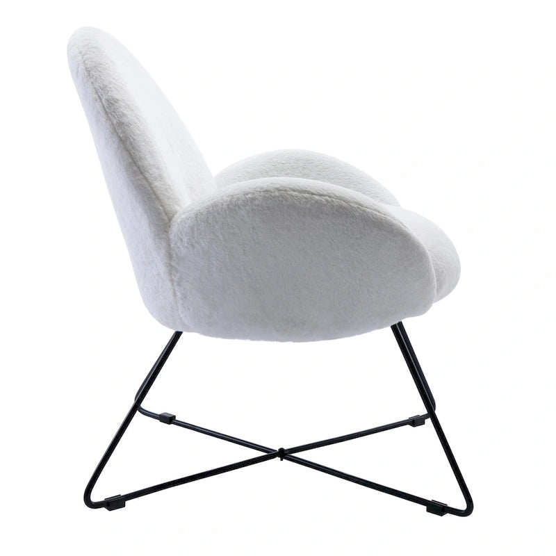 Fauteuil d'appoint moderne Corvus Rowen avec accoudoirs, revêtu de polaire.