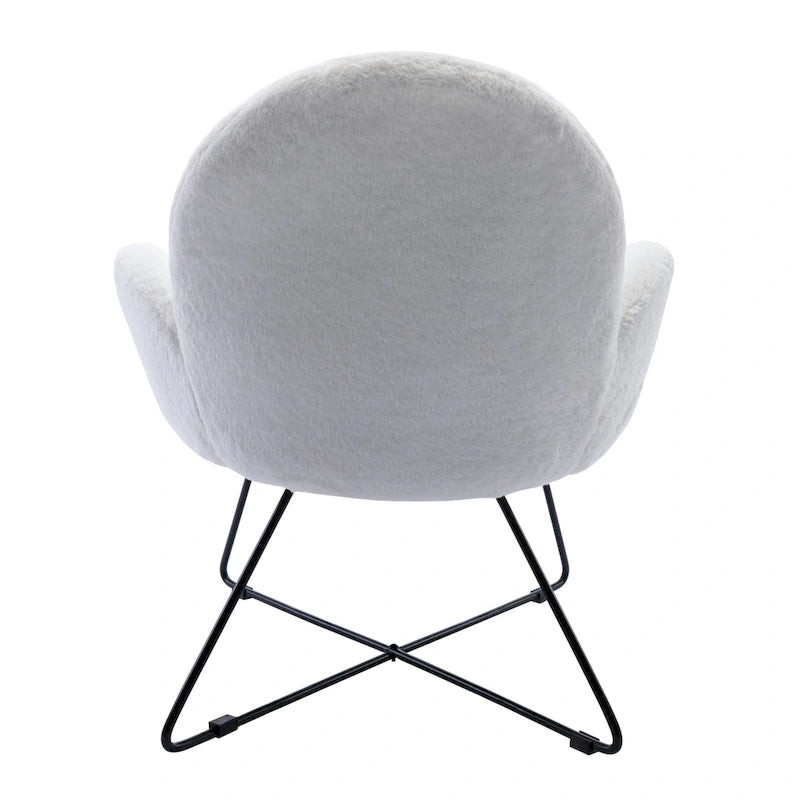 Fauteuil d'appoint moderne Corvus Rowen avec accoudoirs, revêtu de polaire.