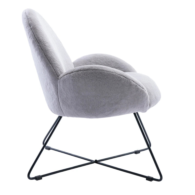 Fauteuil d'appoint moderne Corvus Rowen avec accoudoirs, revêtu de polaire.