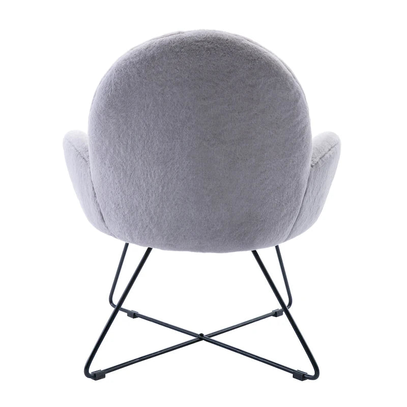 Fauteuil d'appoint moderne Corvus Rowen avec accoudoirs, revêtu de polaire.