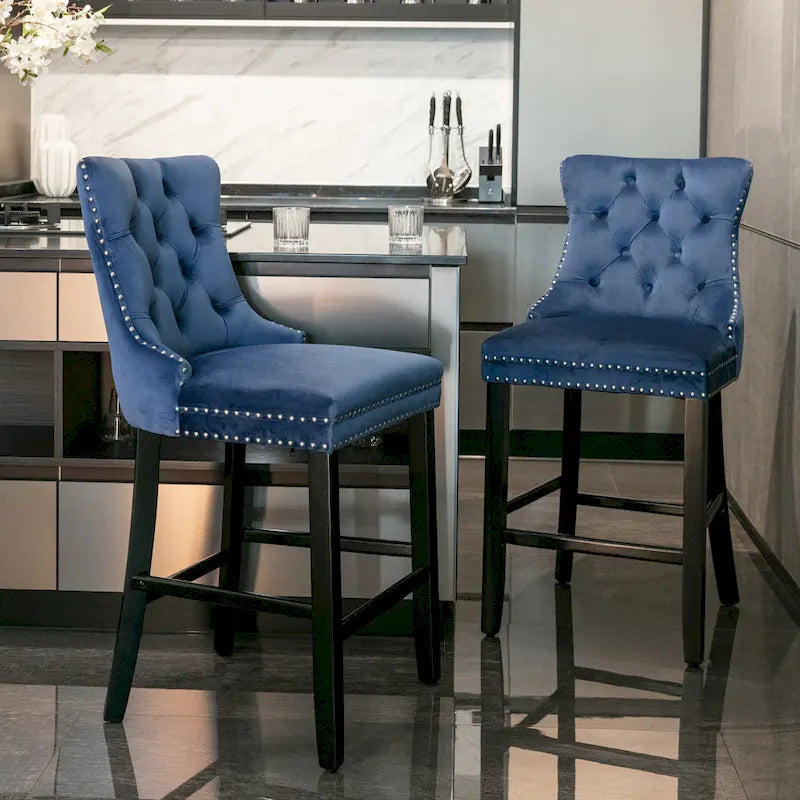 Tabourets de bar recouverts de velours