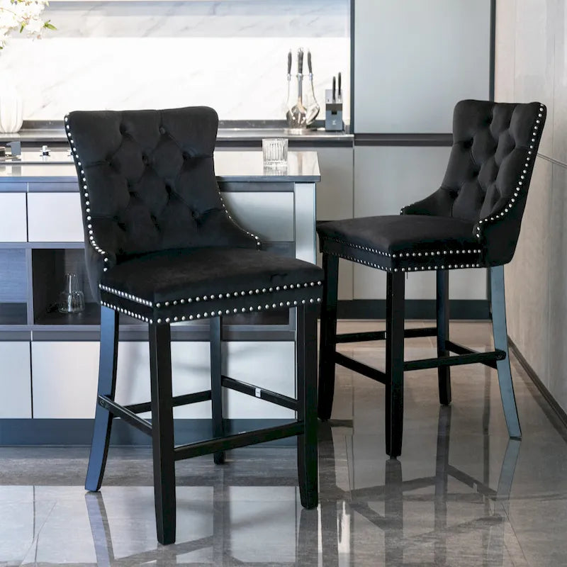 Tabourets de bar recouverts de velours