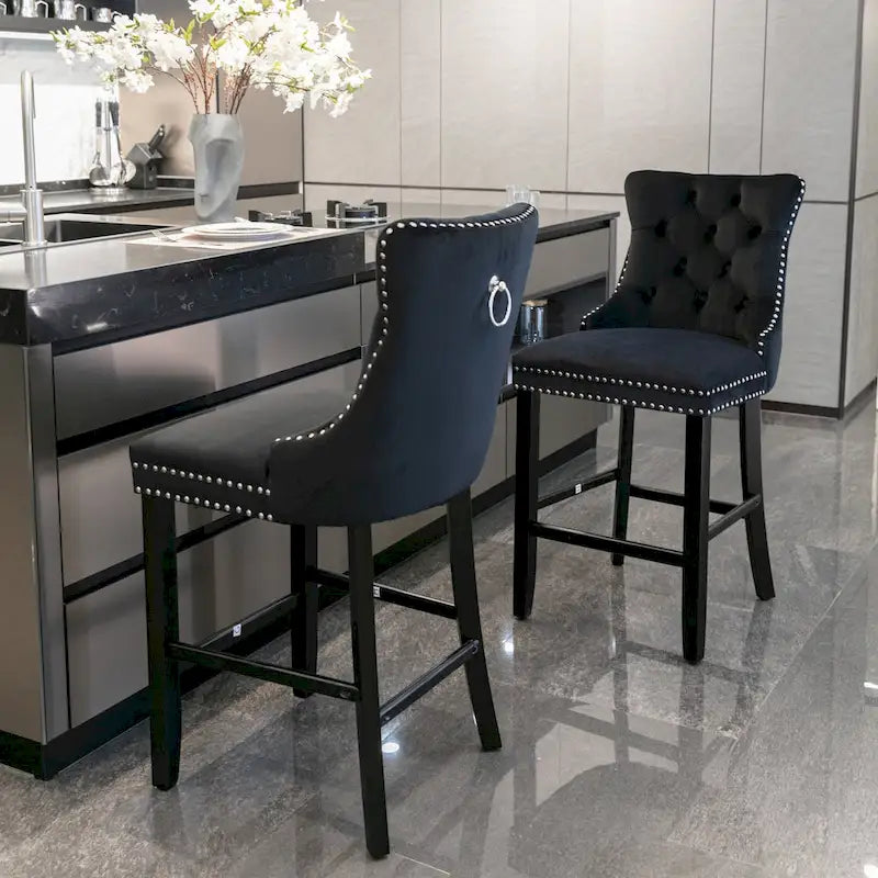 Tabourets de bar recouverts de velours